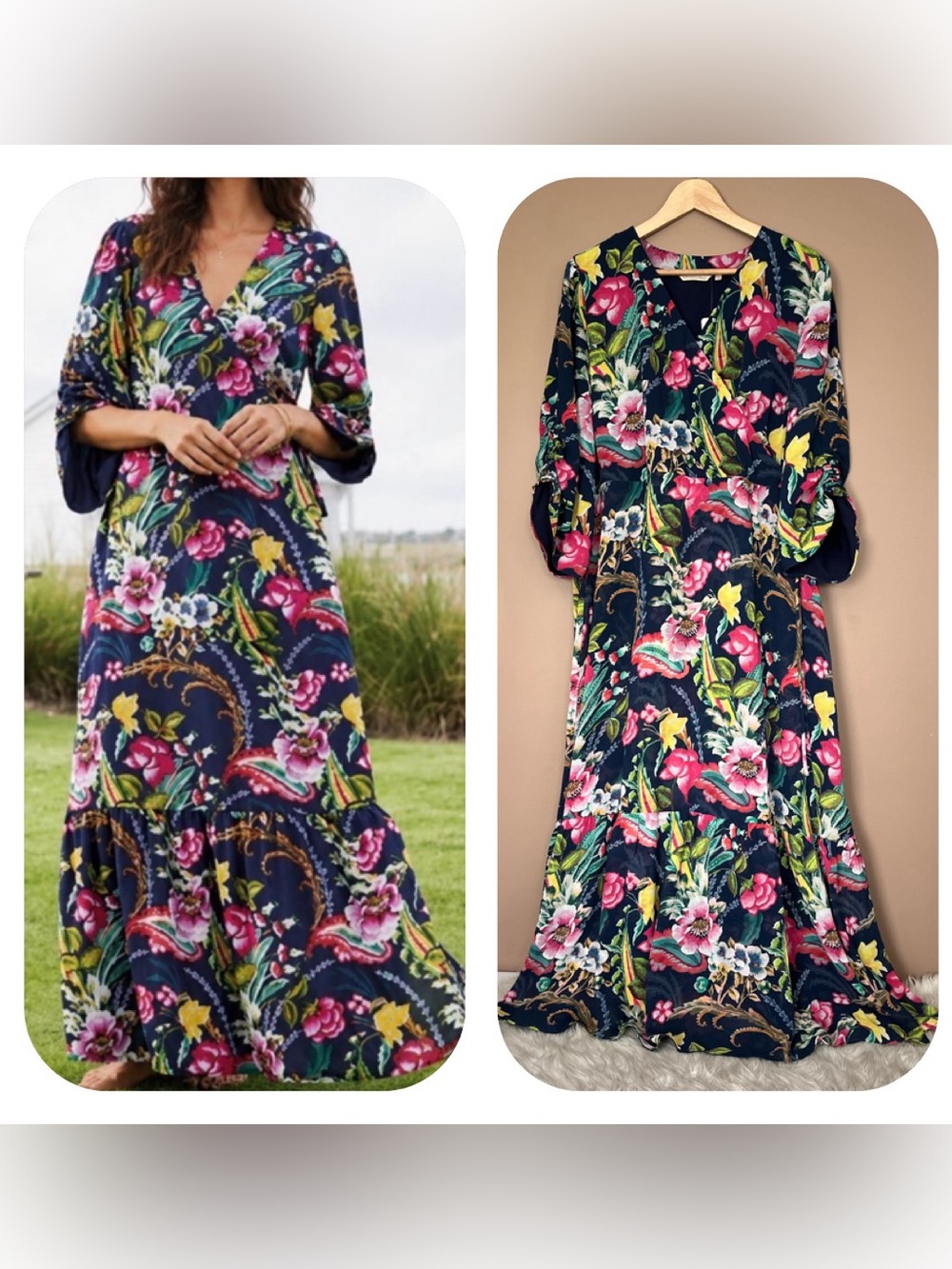 {Soft Surroundings} Samantha Maxi Dress in Navy Paisley - Womens XL - NWT